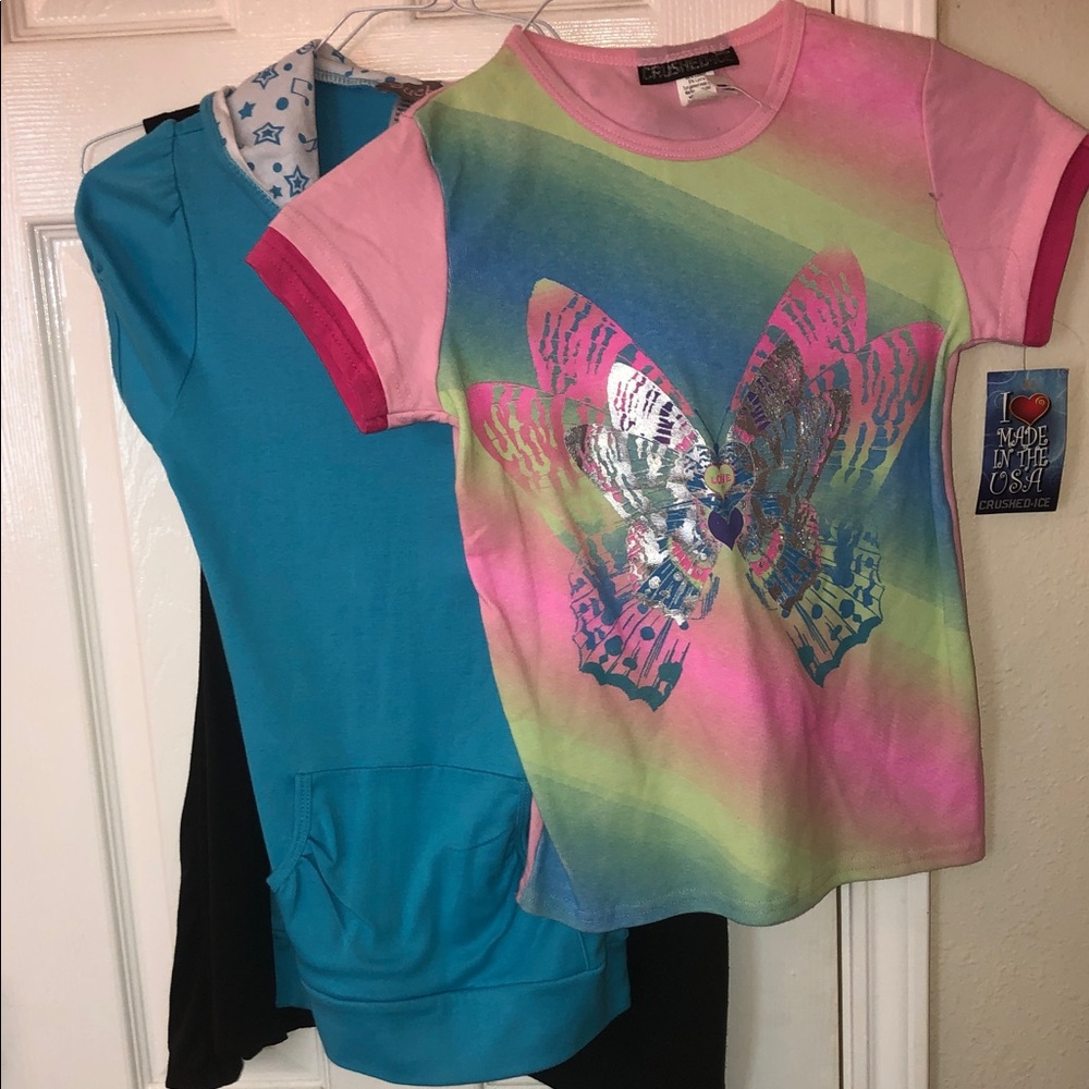 Lot of 3 New cute tops for girls size large or about 14 still new with tags NWT